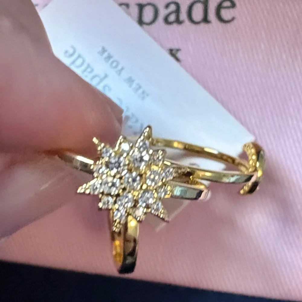 Kate Spade Gold and Pearl Starburst Ring Set- 3 separate rings that stack